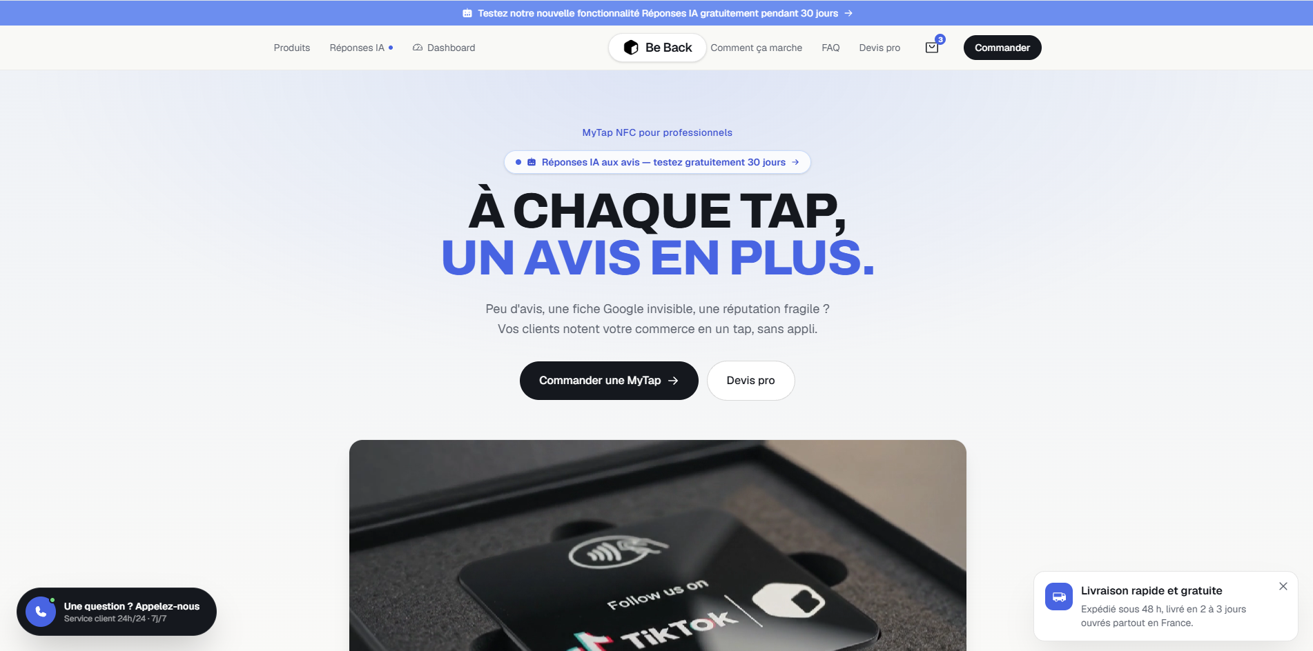 Aperçu du site Be Back